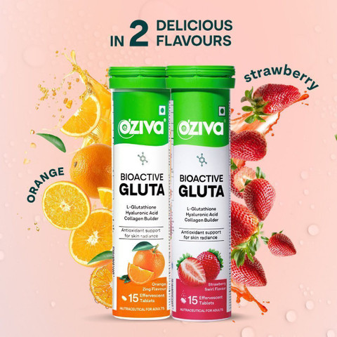 OZiva Bioactive Gluta Fizzy (Strawberry Swirl) To Reduce Pigmentation, 5 Antioxidants Price in India