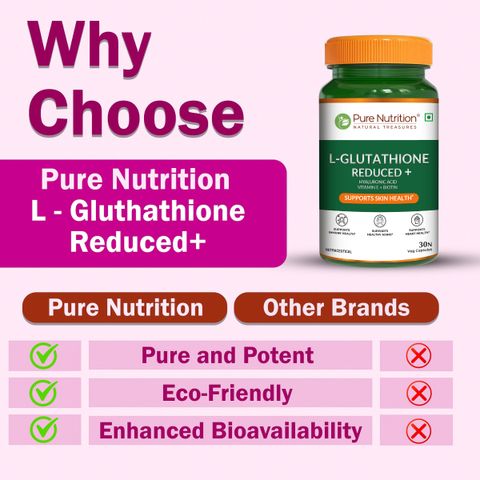 l glutathione healthy options price Pure Nutrition L-Glutathione Reduced With Hyaluronic Acid, Vitamin E & Biotin in India Quantity:2boxes each