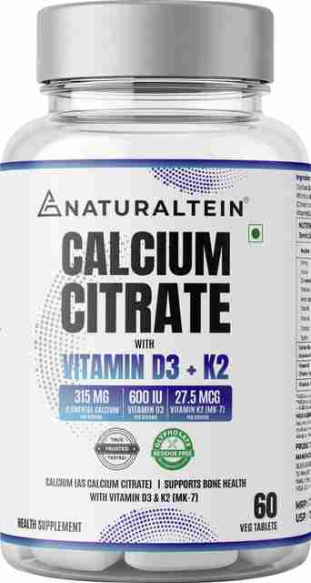 NATURALTEIN Calcium Citrate with Vitamin D3 + K2 (MK7) - 60 Tablets - Image 3