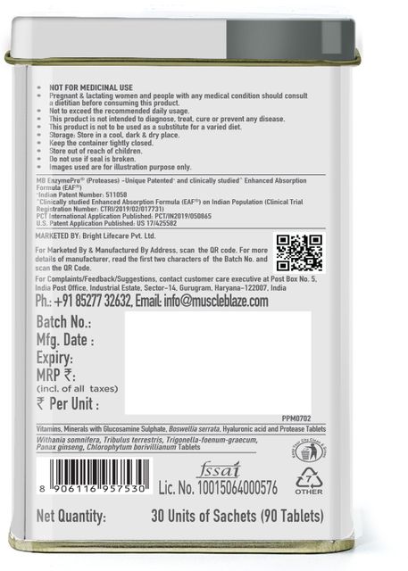 MUSCLEBLAZE Biozyme Daily Multivitamin, 90 Tablets with Omega 3 Fish Oil 1000mg, 30 Capsules (2 x 60 Tablets) - Image 5