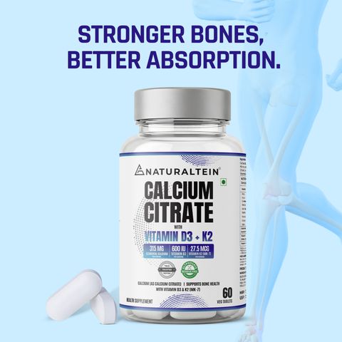NATURALTEIN Calcium Citrate with Vitamin D3 + K2 (MK7) - 60 Tablets - Image 6