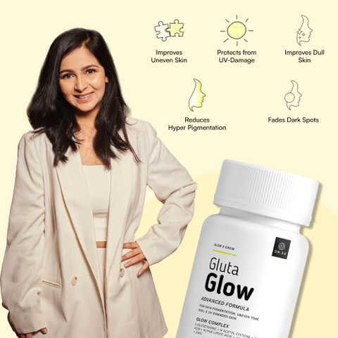 Dr.Su Gluta Glow | 500mg L Glutathione + Vit C, E, Zinc, Selenium, NAC | 60 Caps x 2 Price in India - Buy Dr.Su Gluta Glow