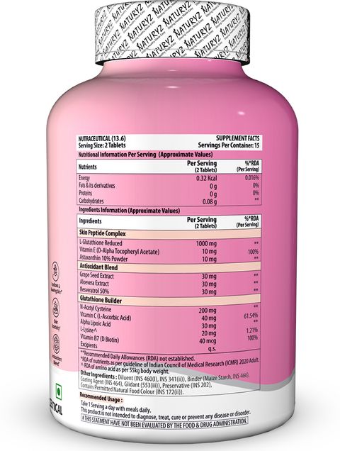 glutathione 1000 mg online india NATURYZ High Potency L-Glutathione Complex For Radiant, Glowing & Elastic Skin Price in ايسنس للبقع الداكنة