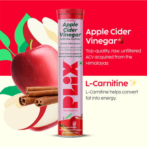 The Plant Fix Plix L-Carnitine ACV Effervescent Tablets for Weight Loss and Fat Burn with Cinnamon Price in India