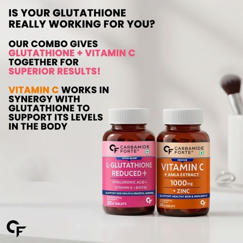 CARBAMIDE FORTE L Glutathione Tablets with Vitamin C from Amla Extract Combo for Skin Price in India