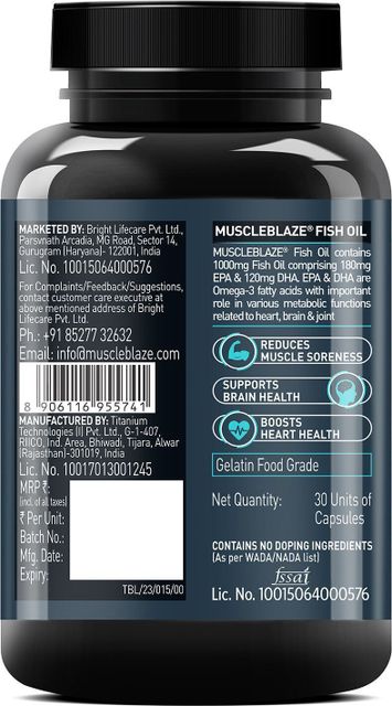 MUSCLEBLAZE Biozyme Daily Multivitamin, 90 Tablets with Omega 3 Fish Oil 1000mg, 30 Capsules (2 x 60 Tablets) - Image 6