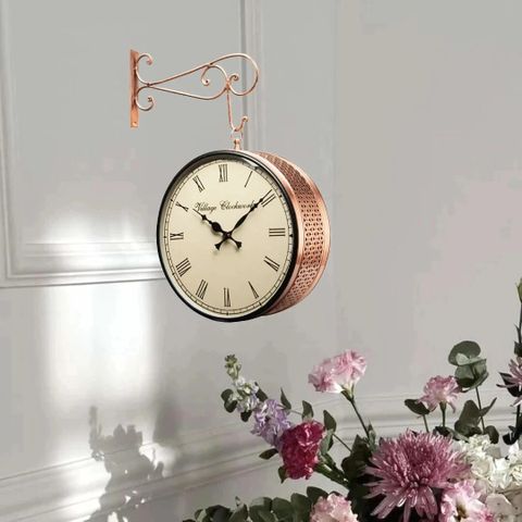 ROYALCRAFTS Analog 26 cm X 26 cm Wall Clock (Peach, With Glass, Double-Sided) - Image 7