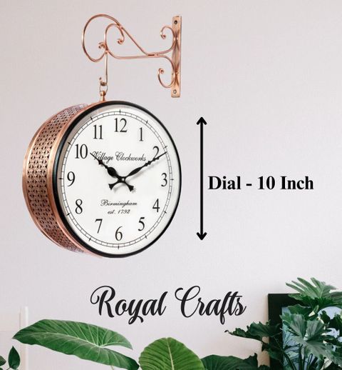 ROYALCRAFTS Analog 26 cm X 26 cm Wall Clock (Peach, With Glass, Double-Sided) - Image 8