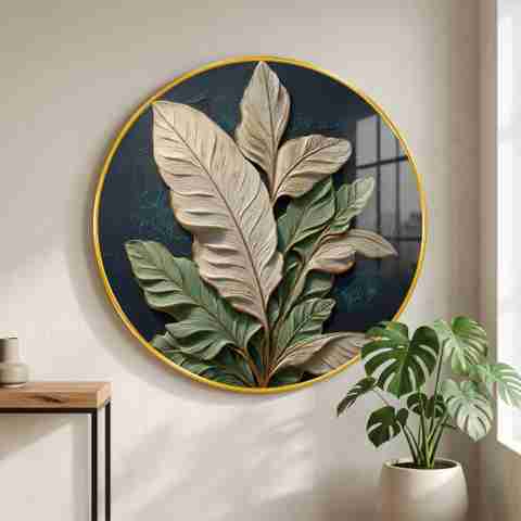 Flipkart Perfect Homes 3D Leaf Textured Round Wall Painting, 16 inch, - Image 5