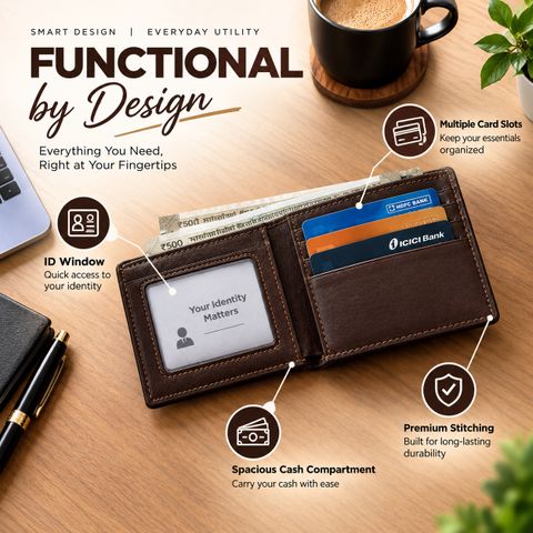 Nyvara Men Casual, Ethnic, Evening/Party, Formal, Travel, Trendy Brown Artificial Leather Wallet (3 Card Slots) - Image 5