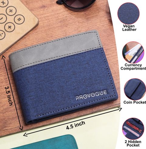 PROVOGUE Men Casual, Ethnic, Travel, Trendy Blue Artificial Leather Wallet (5 Card Slots) - Image 7