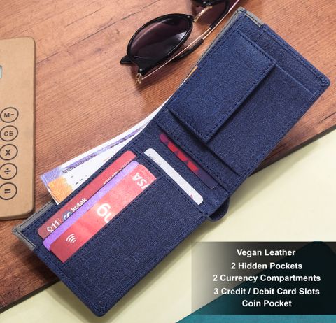 PROVOGUE Men Casual, Ethnic, Travel, Trendy Blue Artificial Leather Wallet (5 Card Slots) - Image 6