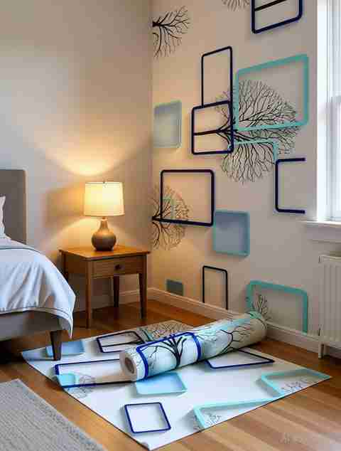 Vera Casa Waterproof Abstract Vinyl Wallpaper Blue 1000x45 cm - Image 5
