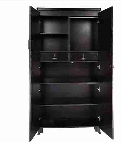 CASPIAN Wooden Almirah for Clothes and Stacking space -Home Furniture Storage Engineered Wood 2 Door Wardrobe (Finish Color - Coffee Black, Mirror Included, Pre-assembled) - Image 5