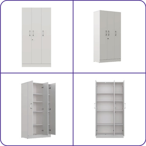 Wakefit Twill 3 Door Wardrobe styled