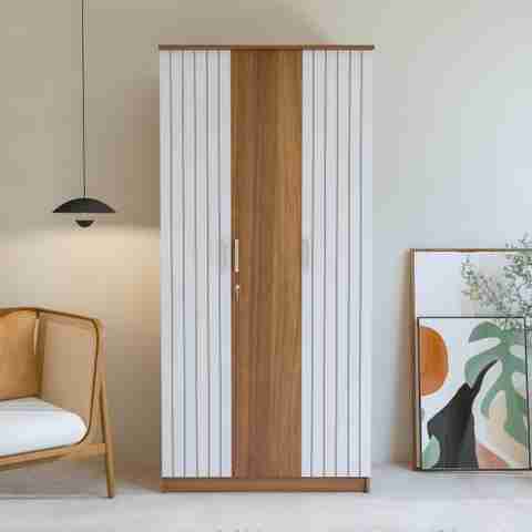 neuspace Trio Engineered Wood 3 Door Wardrobe Price in India - Buy