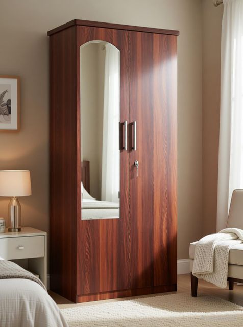 reddish brown カバーオール　ホワイト　40 レディッシュブラウン CASPIAN Wooden Almirah for Clothes and Stacking space -Home