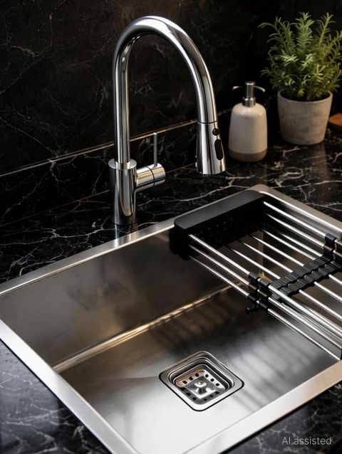 GLOXY 304 Grade Stainless Steel Single Bowl Kitchen Sink with Basket - Image 6