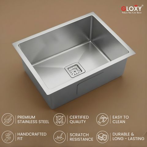 GLOXY 304 Grade Stainless Steel Single Bowl Kitchen Sink with Basket - Image 8
