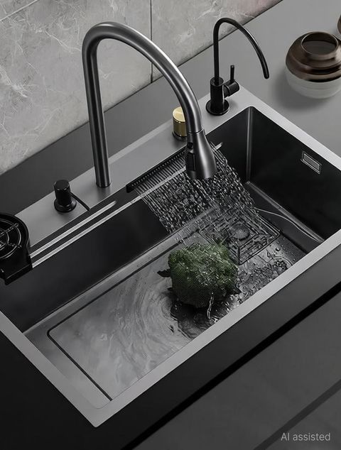Q-IMAGE 304 Grade Kitchen Sink 30x18x9 Black with Faucet - Image 8