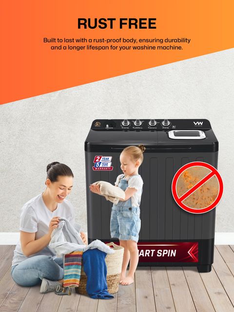 VW HydroMax0010P 10.5 kg Semi Automatic Top Load Washing Machine, - Image 7