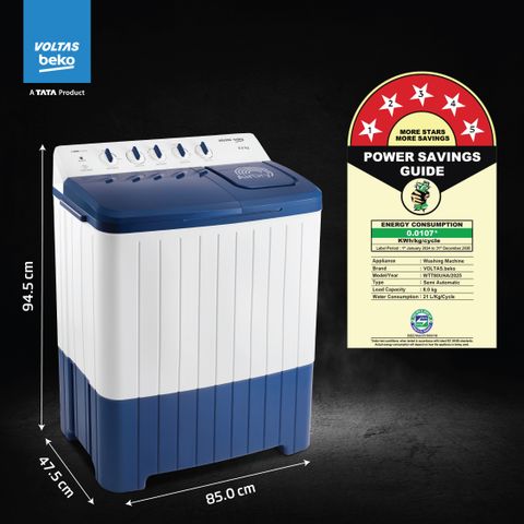 Voltas Beko 8 kg Semi Automatic Top Load Washing Machine (Blue) - Image 8