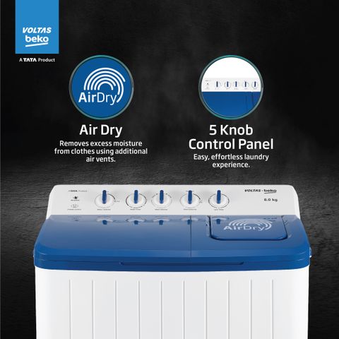 Voltas Beko 8 kg Semi Automatic Top Load Washing Machine (Blue) - Image 7