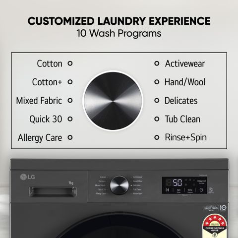 LG 7 kg 5 Star Front Load Washer (FHB1207Z2M) - Image 7