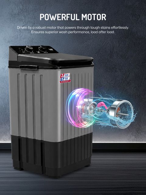 VW 8.5 kg Semi-Automatic Top Load Washer (Grey) - Image 7
