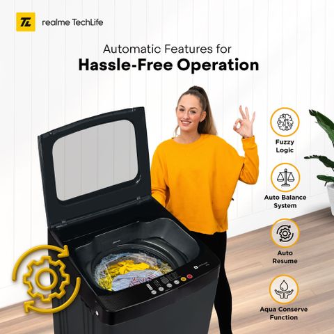realme TechLife 8 kg 5 Star Rating Fabric Safe Wash Fully Automatic Top Load Grey (RMTL805NNNEG) - Image 7