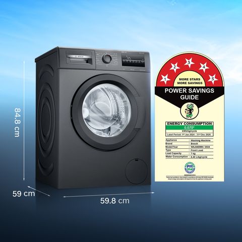 BOSCH 7 kg Fully Automatic Front Load Black, Grey (WAJ24209IN) - Image 5