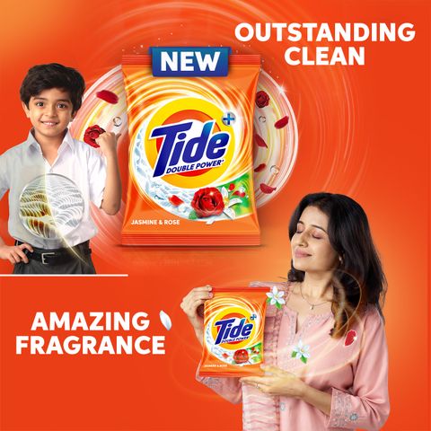 Tide Plus 2X Deep Clean Power World No 1 Brand Detergent Powder (Jasmine & Rose) (480 g) - Image 6