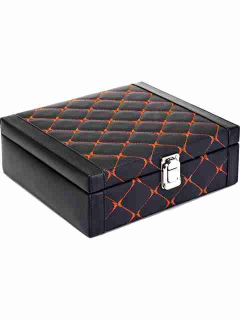 Valley PU Leather Watch Box (Black, Orange, 8 Watches) - Image 5
