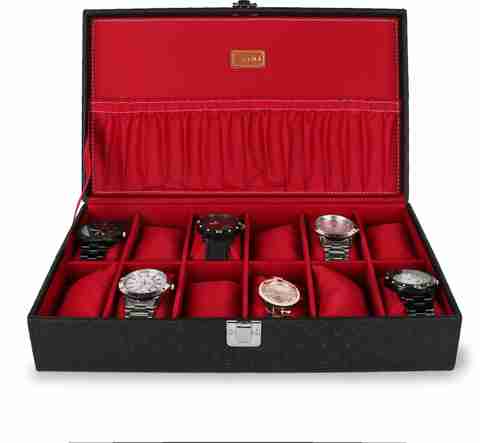 LEDO Watch Box Holder Organizer, Black, Holds 12 Watches - Image 5