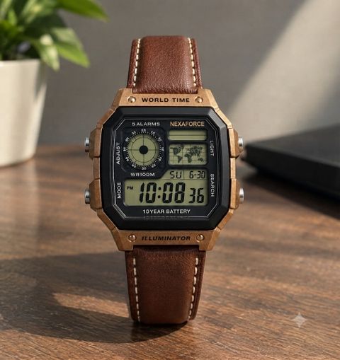 Nexaforce brown leather Analog-Digital Watch - For Men brown leather - Image 4
