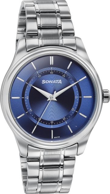 Sonata Blue Dial Silver Stainless Steel Strap Analog Watch - For Men NT77149SM01,NU77149SM01 - Image 7