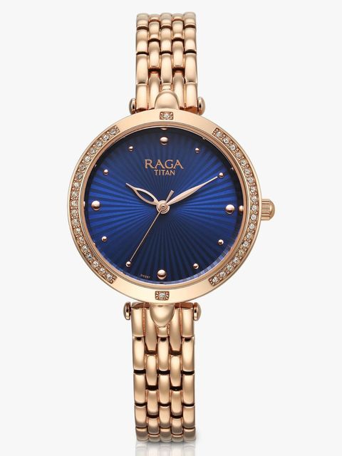 Titan Raga Women's Analog Watch, Blue Dial, Rose Gold Strap - Image 7