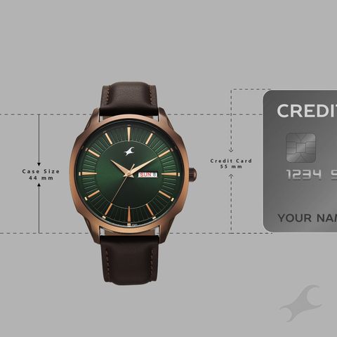 Fastrack Stunners XI Quartz Analog Watch, Green Dial, Brown Leather - Image 8