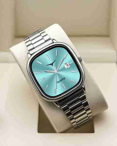 Axlyn Analog Watch for Men, Sky Blue, Steel Strap - Image 3