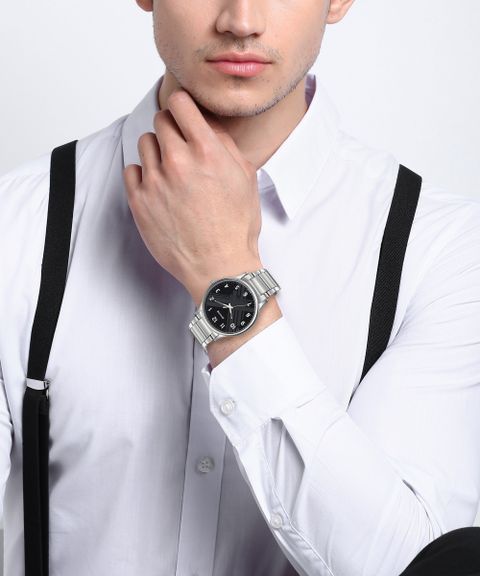 Sonata Smart Plaid Black Dial Silver Stainless Steel Strap Analog Watch - For Men NT77105SM02W,NU77105SM02W - Image 7