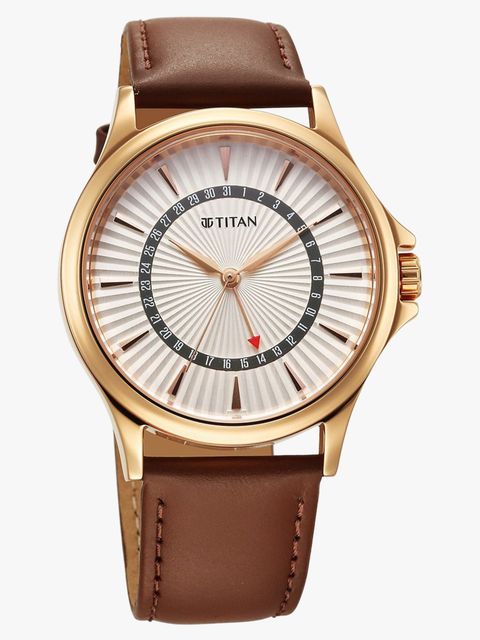 Titan Karishma Silver Dial Leather Strap Watch for Men - Image 6