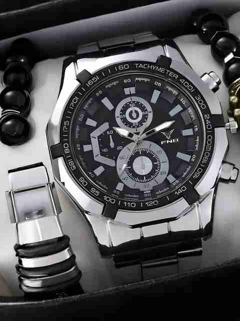FNB Analog Watch - For Men A_MAR_nw_EDY-Silver-BLK1801 - Image 3