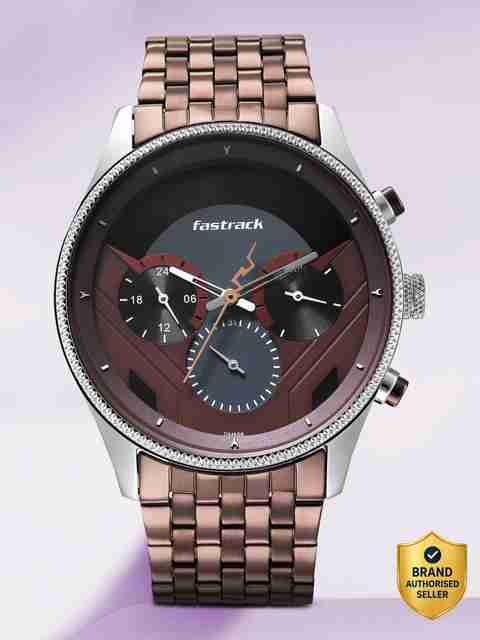Fastrack Thor Multifunction Black & Red Dial Brown MetalStrap Analog Watch - For Men NT3286KM01,NU3286KM01 - Image 5