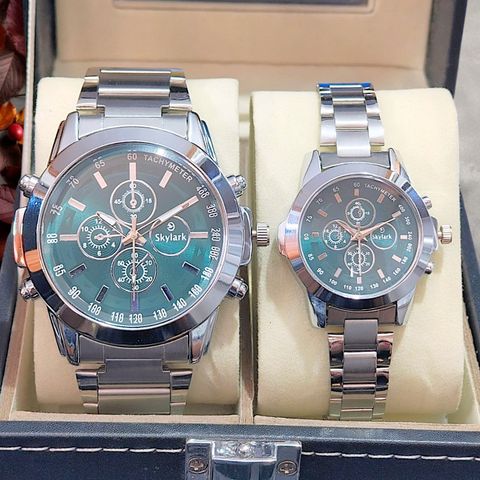 Skylark Couple Analog Watch Combo - Green Silver Stainless Steel - Image 6