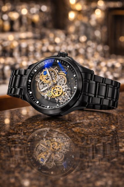 YARA 326925 Analog Watch - For Men 05LK_Watch Skeleton Black - Image 4