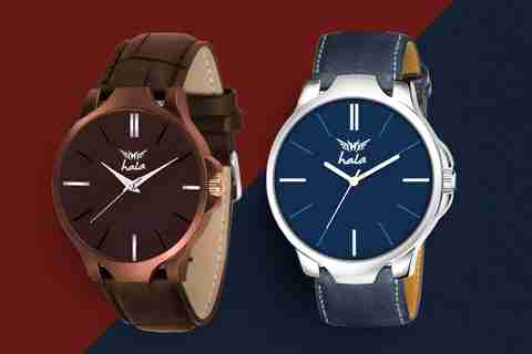 HALA Combo of 2 Genuine Leather Strap Analog Watch for Men HL 1045 - Image 3