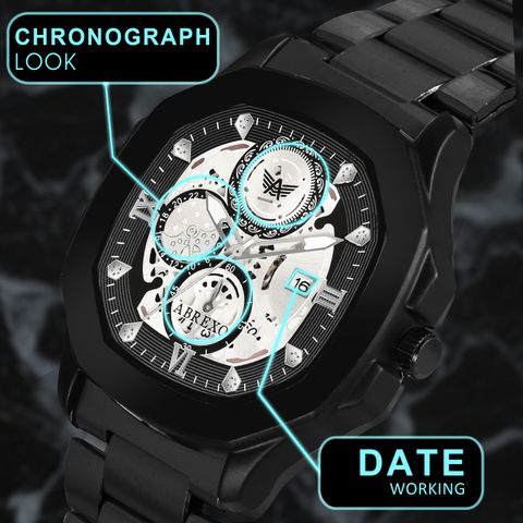ABREXO GODFATHER Square Chrono Look Black Dial Watch - Image 7