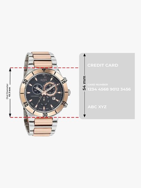 XYLYS Xylys SwiSS Chronograph Black Dial Silver & Rose Gold SS