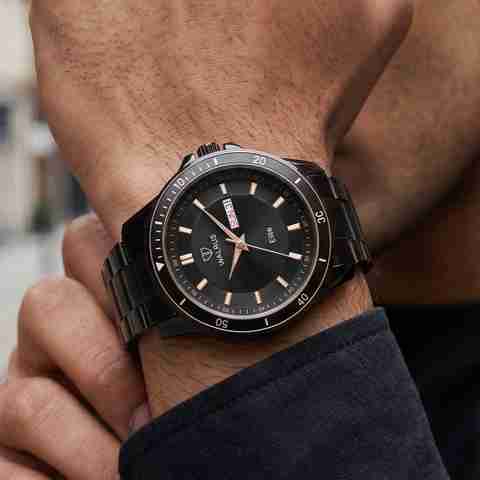 Walrus Medium Size Black Dial Day Date Display Stainless Steel Strap Premium Analog Watch - For Men WWTM-ELITE-XVIII-020202 - Image 5