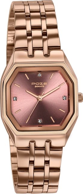 Sonata Poze 8 Pink Dial Rose Gold Watch - Image 6